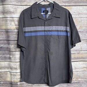 Marmot Grey Striped Button Down Short Sleeve Shirt Men's XXL Outdoors